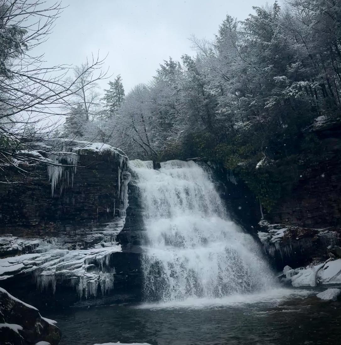 Muddy Creek Falls at Swallow Falls State Park in winter